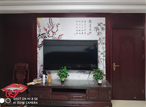 张家口中式家庭装修电视柜效果展示