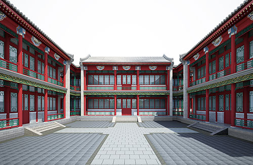 张家口北京四合院设计古建筑鸟瞰图展示